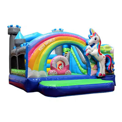 Dimensioni personalizzate 3D Rainbow Unicorn Castle Combinazione di scivolo d'acqua Perfetto per le feste