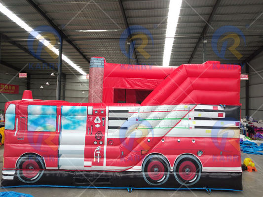 Unisex Inflatabile per bambini pompiere tematica Bouncer House con combo di scivolo saltante