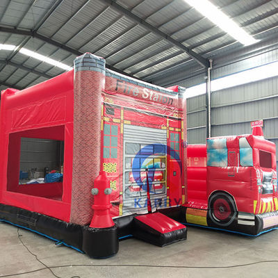 Stazione di pompieri Camion gonfiabile Bouncer Slide Combo per noleggio di festa Gamma d'età 14 anni e più