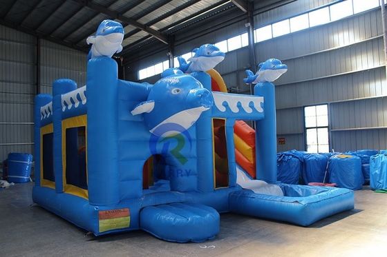 Parco giochi all'aperto unisex 5*5m Casa gonfiabile commerciale con scivolo