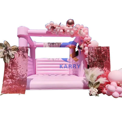 Festa di nozze Castello a balzo Trampolino gonfiabile portatile e durevole rosa leggero