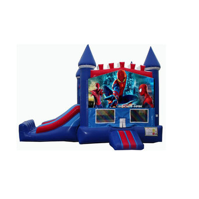 14 anni di età Commerciale PVC Spiderman pompa gonfiabile Casa con scivolo
