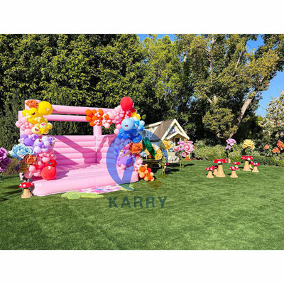 Festa di nozze e compleanni per ragazze Castello gonfiabile rosa con soffiatore incluso