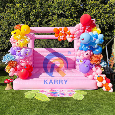 Festa di nozze e compleanni per ragazze Castello gonfiabile rosa con soffiatore incluso