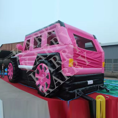 Blower con blower rosa jeep gonfiabile casa di rimbalzo con scivolo e bouncer per adolescenti