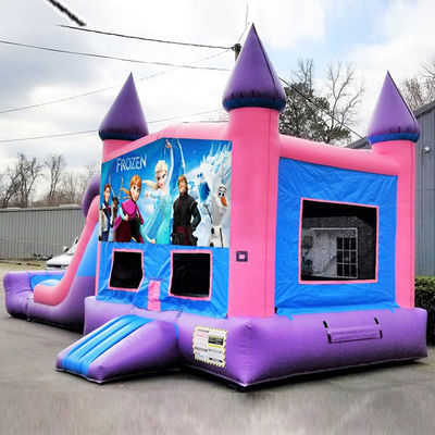Parco giochi all'aria aperta Inflatabile Frozen Bouncy Castle con scivolo Commercial Grade Durable
