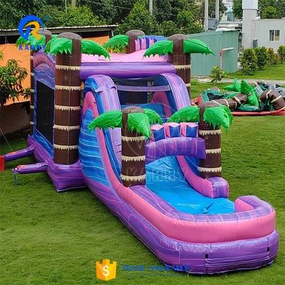 Castello saltellante a colori a palma personalizzato con piscina gonfiabile