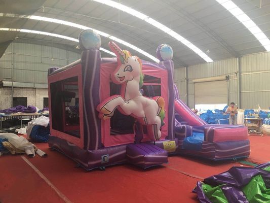 Slide portatile a castello a rimbalzo con certificazione EN71 Rainbow Unicorn e Slide