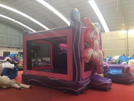 Slide portatile a castello a rimbalzo con certificazione EN71 Rainbow Unicorn e Slide