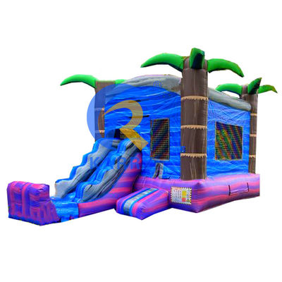 Parco giochi per bambini all'aperto Palma tropicale Castello gonfiabile scivolo con kit di riparazione