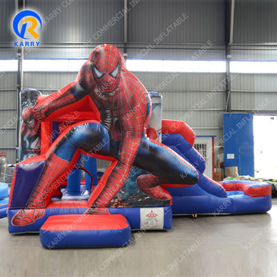 Spedizione via mare/aria PVC Spiderman Casa gonfiabile con combo di scivolo