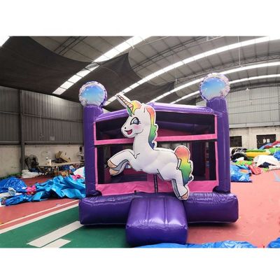 Stampa digitale Unicorno arcobaleno PVC inflatabile Castello viola Castello salta commerciale