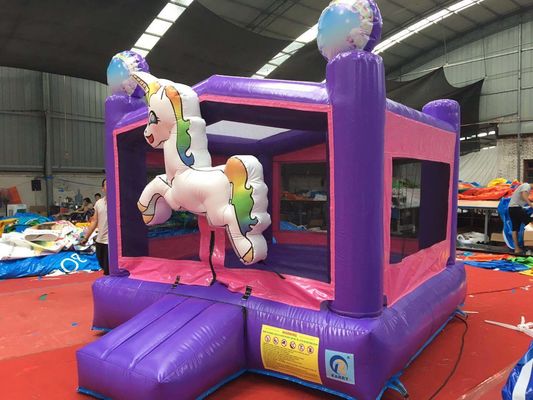 Stampa digitale Unicorno arcobaleno PVC inflatabile Castello viola Castello salta commerciale