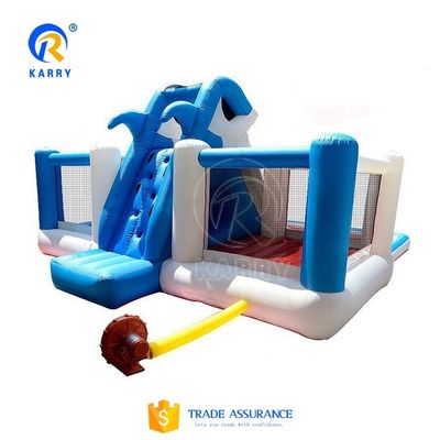 Castello Bambini squalo gonfiabile salto casa con scivolo d'acqua e design portatile