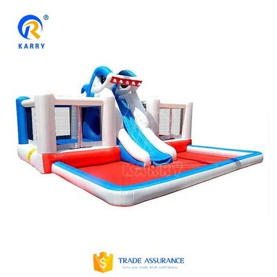 Castello Bambini squalo gonfiabile salto casa con scivolo d'acqua e design portatile