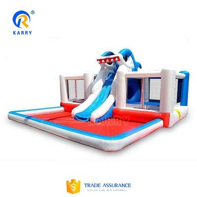 Castello Bambini squalo gonfiabile salto casa con scivolo d'acqua e design portatile