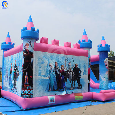 Parco giochi all'aria aperta colore personalizzato gonfiabile castello rimbalzante tema congelato bouncer slide