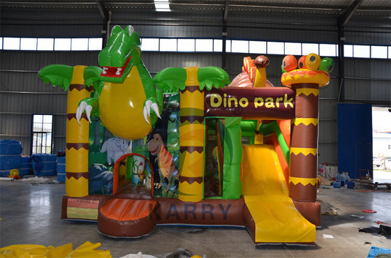 Jungle Adventure Castle Slide gonfiabile con disegno di animali della giungla