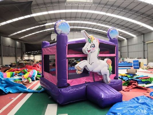 EN71/EN14960 Certificato Castello gonfiabile a ripresa a unicorno per le avventure di salto dei bambini