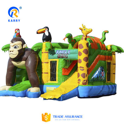Gioco castello gonfiabile scimmia bocca grande mondo degli animali felici tema casa rimbalzante con scivolo
