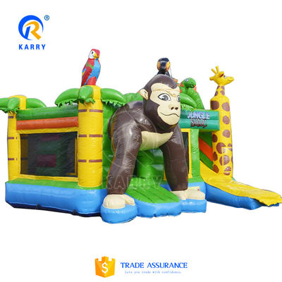 Gioco castello gonfiabile scimmia bocca grande mondo degli animali felici tema casa rimbalzante con scivolo