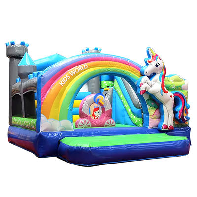 PORTABLE Castello per bambini Play House con unicorno e Rainbow Bridge Bouncy Castle Rental
