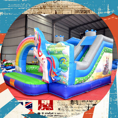 PORTABLE Castello per bambini Play House con unicorno e Rainbow Bridge Bouncy Castle Rental