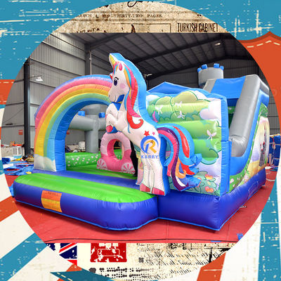 PORTABLE Castello per bambini Play House con unicorno e Rainbow Bridge Bouncy Castle Rental