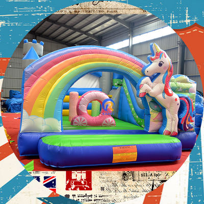 PORTABLE Castello per bambini Play House con unicorno e Rainbow Bridge Bouncy Castle Rental
