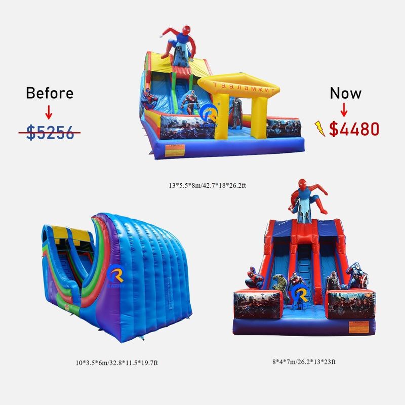 Gli scivoli gonfiabili Spiderman per bambini, l' aggiunta perfetta al tuo inventario di noleggio per le feste.