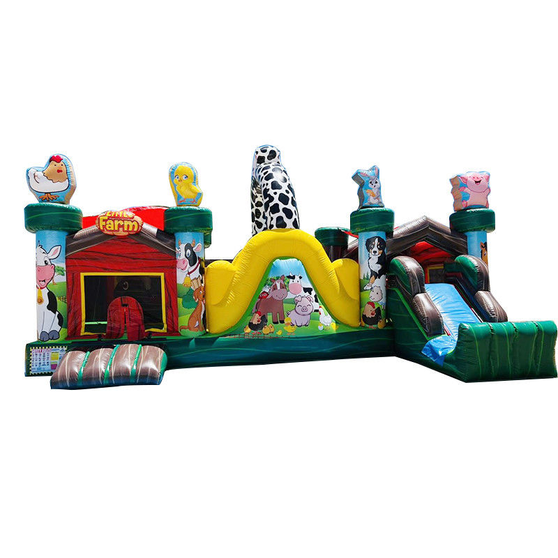Divertimento all'interno e all'esterno Commerciale PVC gonfiabile Animal Farm Castello a rimbalzo con scivolo
