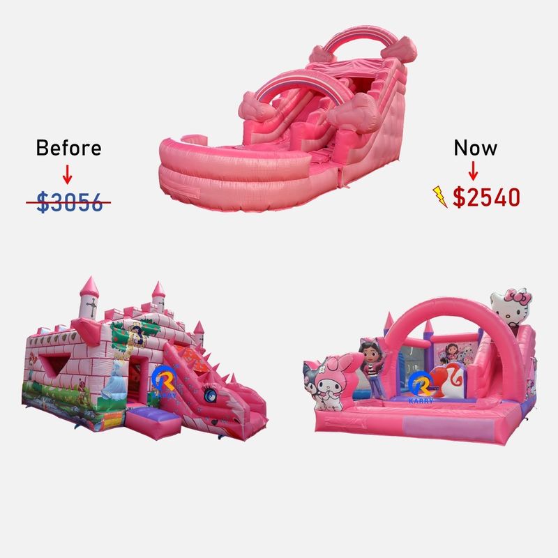 Spedizione via mare o via aereo o via espressa Unisex Casa gonfiabile rosa combo con scivoli