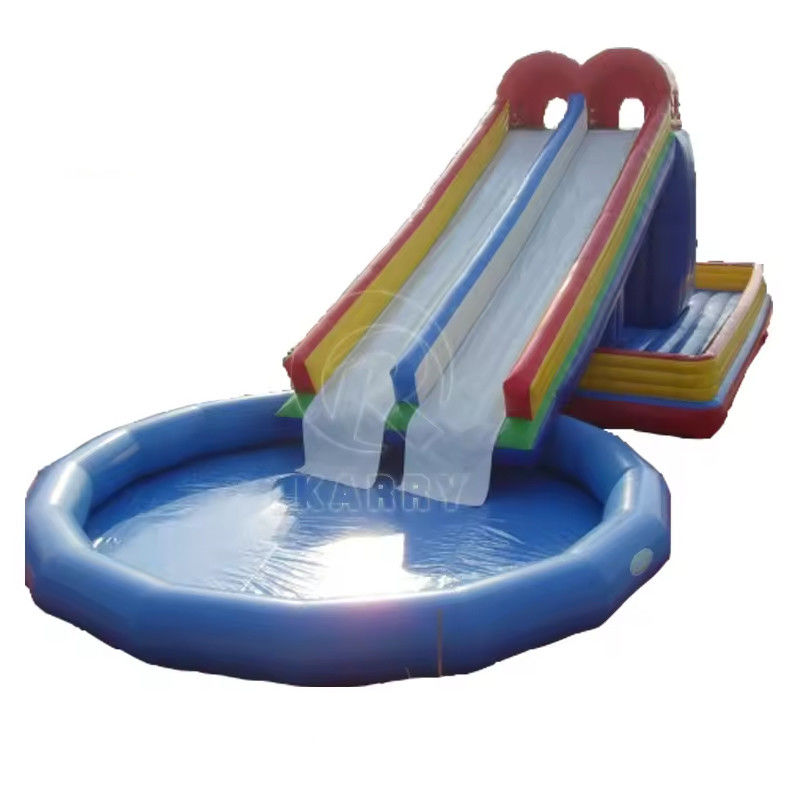 Parco acquatico gonfiabile all'aria aperta giochi d'acqua in stile piscina rotonda scivolo con piscina