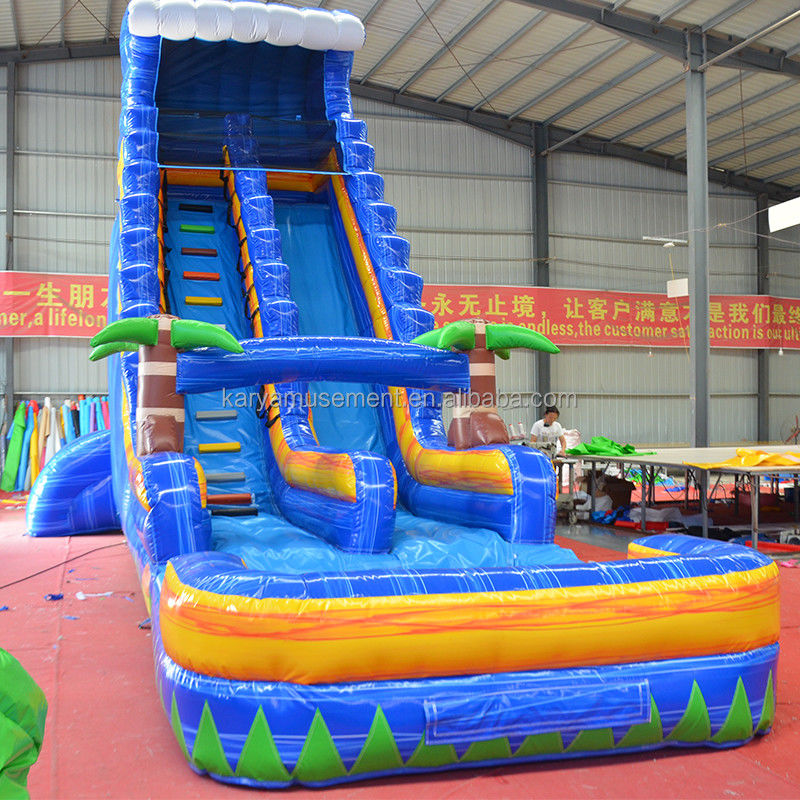 Stampa digitale 23 piedi alto blu marmo fantasia scivolo d'acqua giochi gonfiabili in affitto