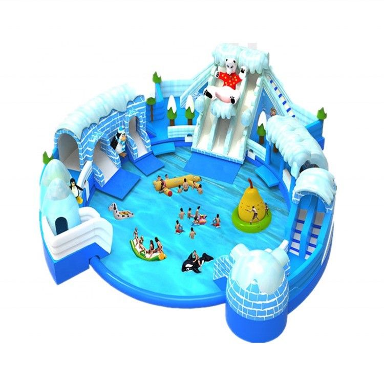 Parco acquatico mobile gonfiabile personalizzato con piscina di grandi dimensioni tema divertente dell'orso polare
