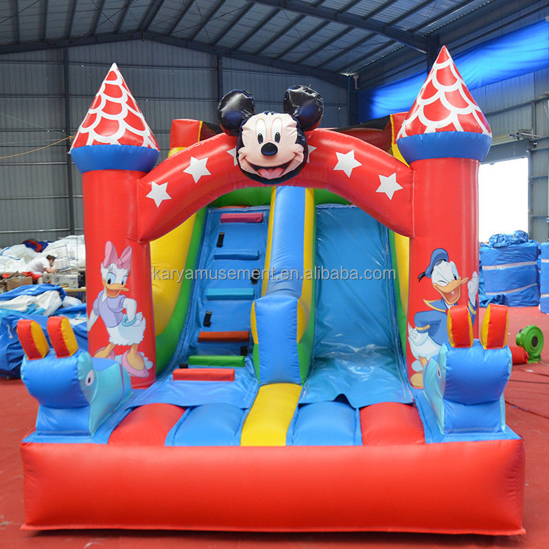 Dimensione del cliente 16ft Piccolo bambino scivolo gonfiabile Mickey scivolo asciutto o bagnato per saltatori