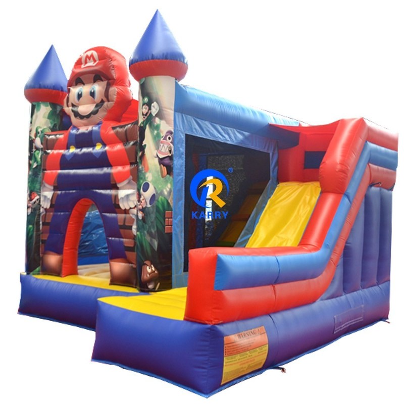 0.55mm PVC Vinyl Tarpaulin gonfiabile Mario Bounce House Combo Castle Slide con Blower