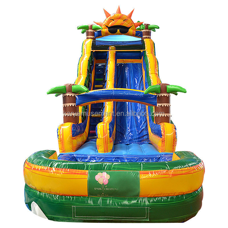 32ft Jumbo Palm Tree gonfiabile Sun Water Slide con bambini giocare piscina e slitta rimbalzo
