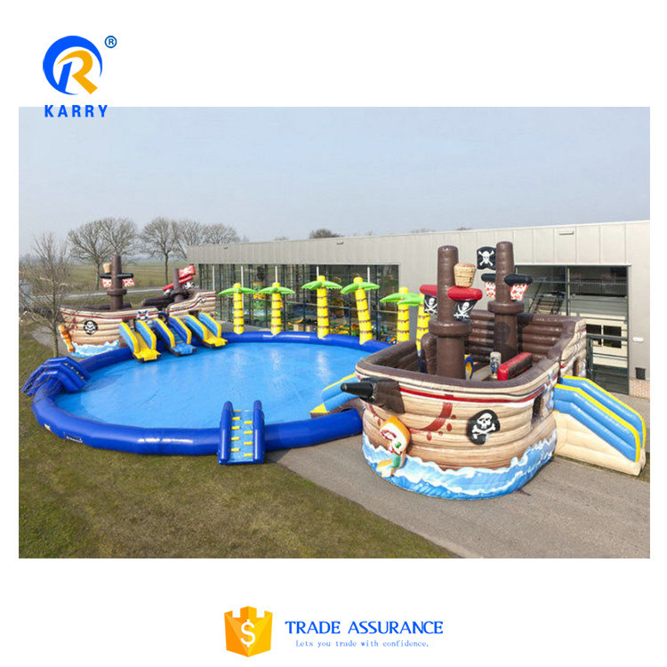 Slide d'acqua a colori personalizzati piscina gonfiabile per nave pirata parco acquatico gonfiabile