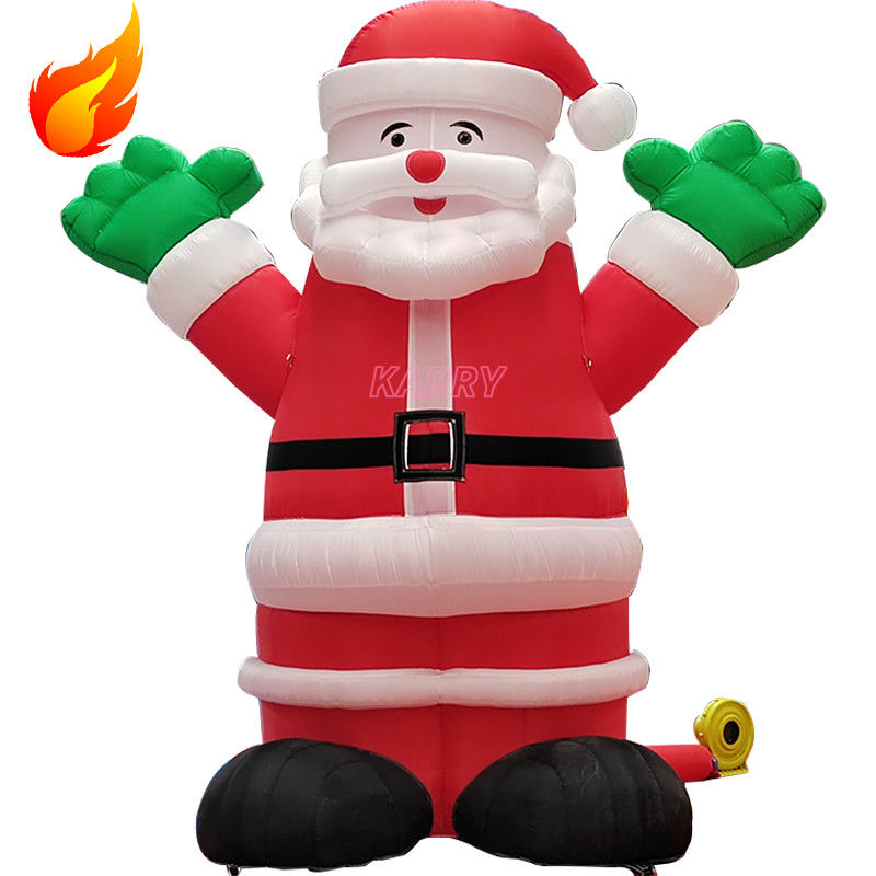 Festa di Natale calda 4 metri di altezza Babbo Natale gonfiabile gigante con caratteristiche portatili