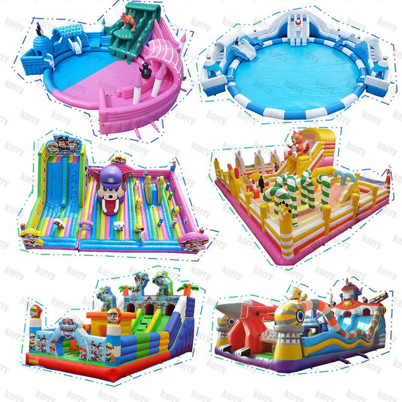 Parco acquatico gonfiabile unisex Water Fun 2024 su misura con scivolo portatile e castello
