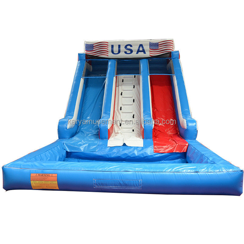 Sliding Blue Dragon gonfiabile di qualità commerciale per adulti con 2 scivoli e piscina di scivolo
