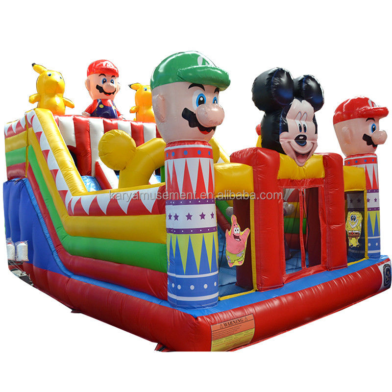 Blower Fun City gonfiabile con Mickey e Mario Castello gonfiabile Bouncer House Combo Parco giochi Blower incluso