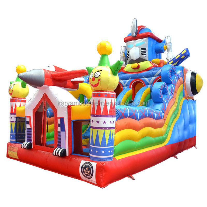 Trampolino personalizzato di piccole dimensioni gonfiabile meccanico Ares Fun City Bouncer Combo Slide