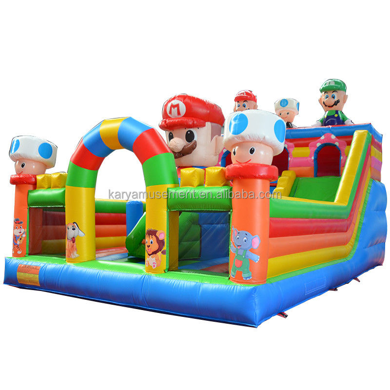 Gamma d'età 14 anni in su Gioco di parco giochi per bambini in PVC portatile gonfiabile Mario City