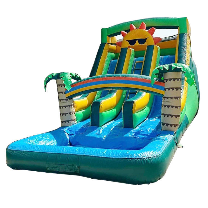 Aqua Outdoor Fun Commerciale PVC Sun Theme Scivolo d'acqua gonfiabile con piscina a doppia corsia