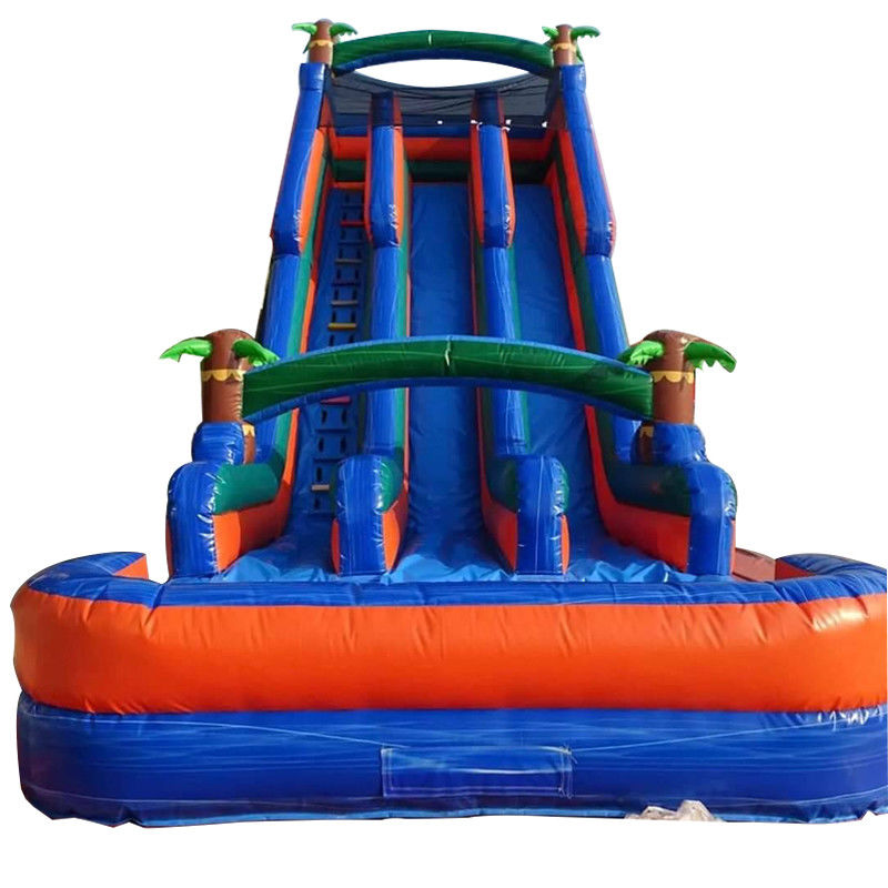 Palm Tree Orange Water Slide gonfiabile doppio scivolo n scivolo e piscina per il divertimento nel cortile