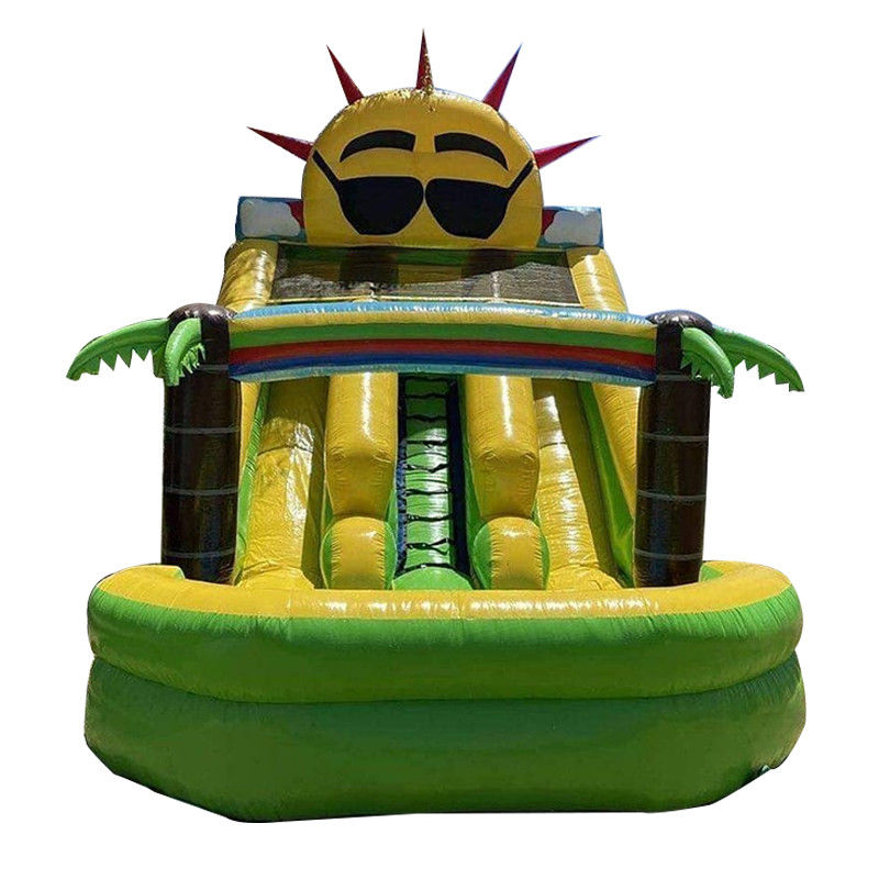 Giocattoli gonfiabili per bambini all'aperto Piccolo sun bounce slide con piscina e doppio scivolo n' slide