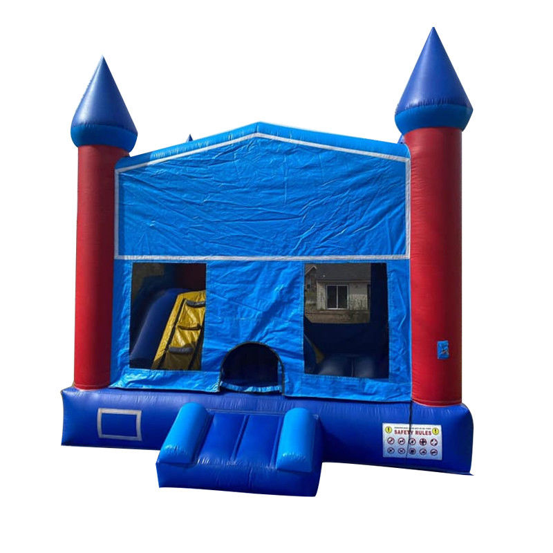 Colore personalizzato castello blu per bambini casa gonfiabile in PVC con scivolo interno
