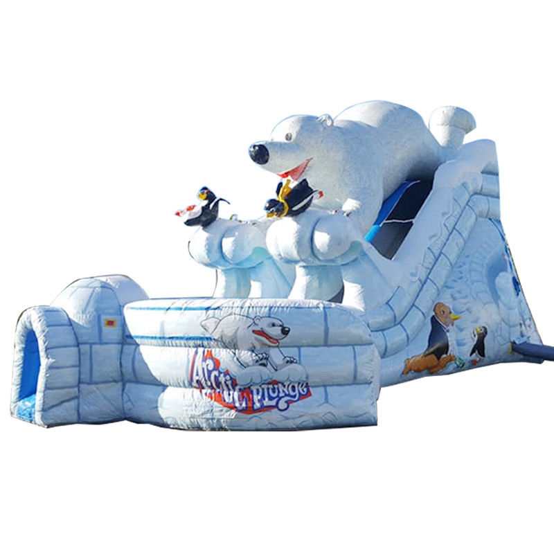 Indoor Commercial Huge Arctic Plunge Slide d'acqua gonfiabile con slitta d'aria a doppia corsia